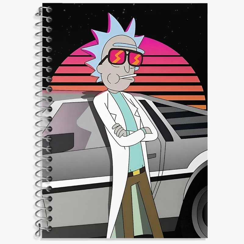 دفتر زبان 50 برگ خندالو مدل سه خط طرح ریک و مورتی (Rick and Morty) کد F4009