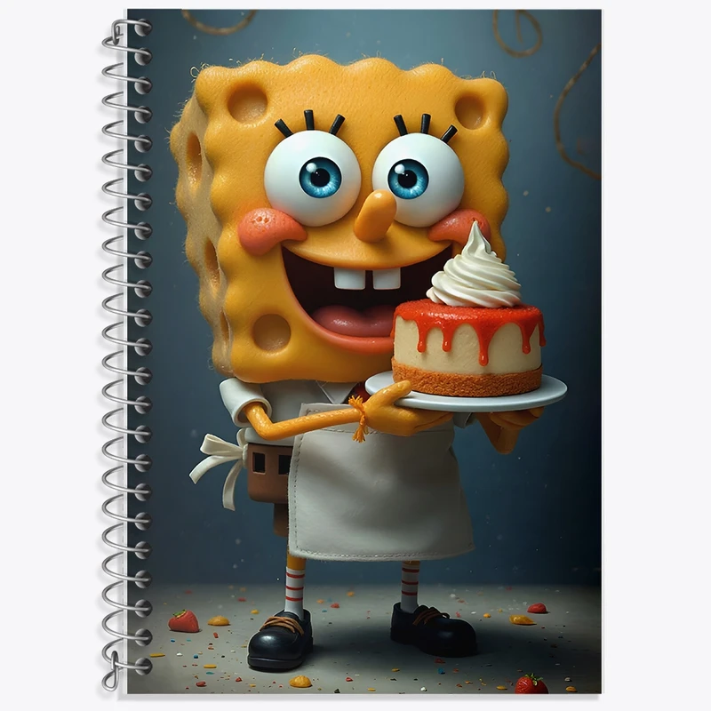 دفتر زبان 50 برگ خندالو مدل سه خط طرح باب اسفنجی کد F8537