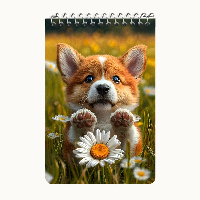 دفتر یادداشت 50 برگ خندالو طرح سگ و گل کد F9006