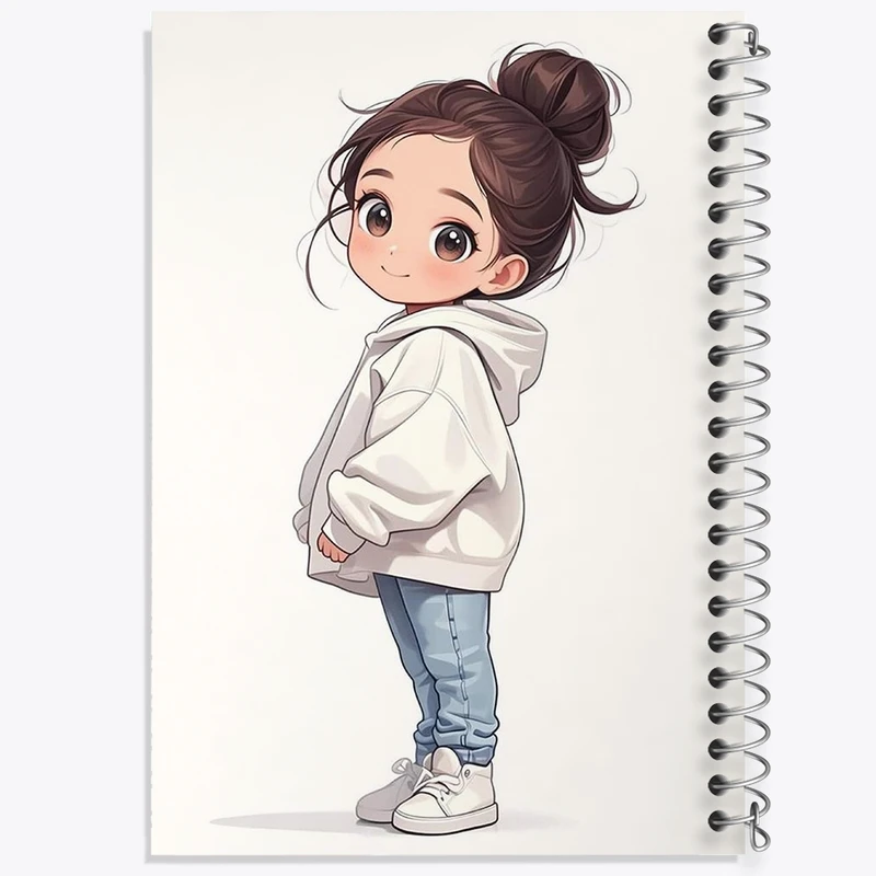 دفتر طراحی 50 برگ خندالو طرح دخترانه کیوت کد N1832