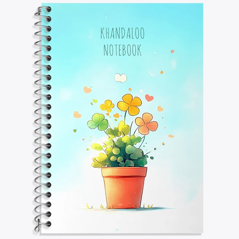 دفتر زبان 50 برگ خندالو مدل سه خط طرح گلدان گل کد N9398