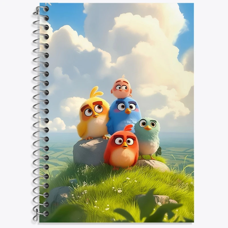 دفتر زبان 50 برگ خندالو مدل سه خط طرح پرندگان خشمگین کد N7476