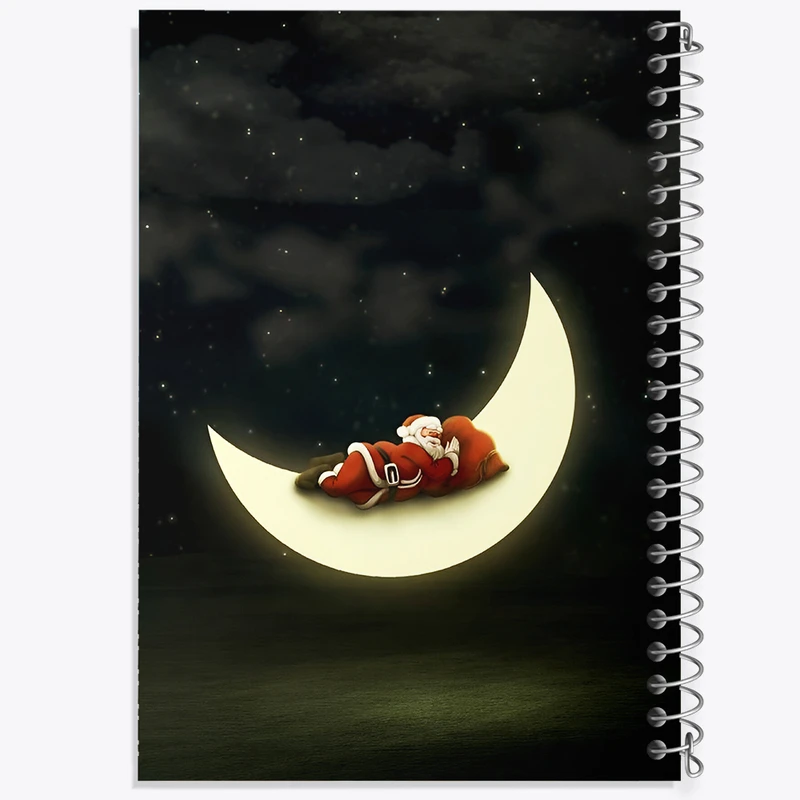 دفتر مشق 100 برگ خندالو طرح بابانوئل و ماه کد N6330