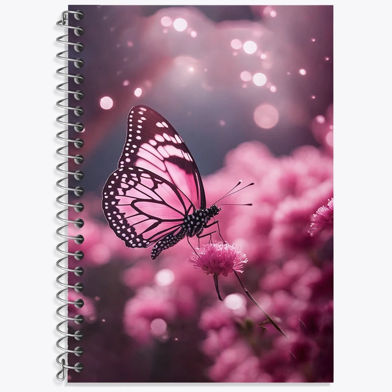 دفتر زبان 50 برگ خندالو مدل سه خط طرح پروانه صورتی کد F2958