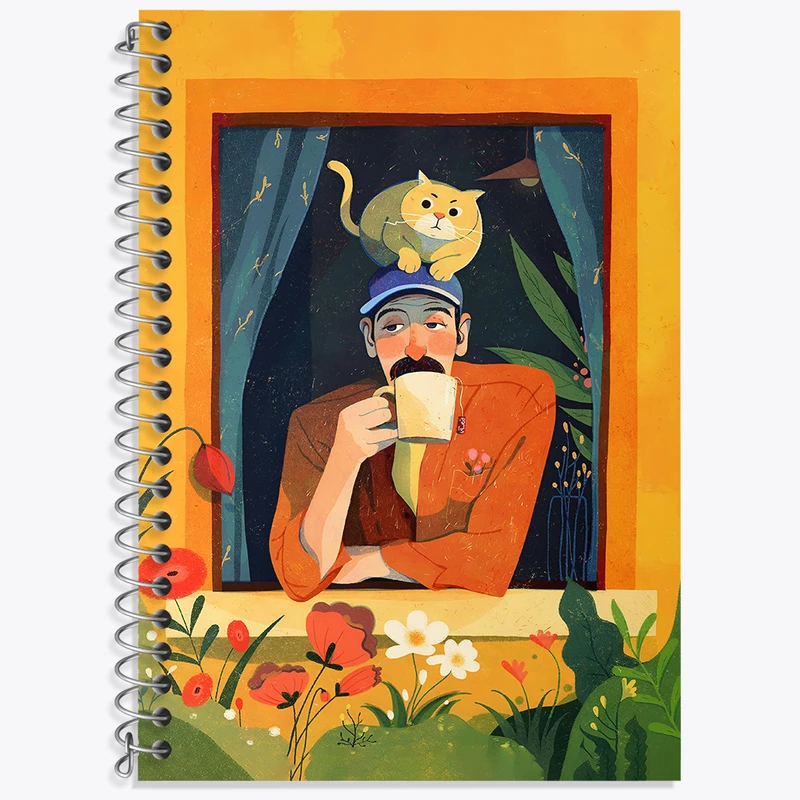 دفتر نت موسیقی 50 برگ خندالو طرح مرد و گربه کد F4891