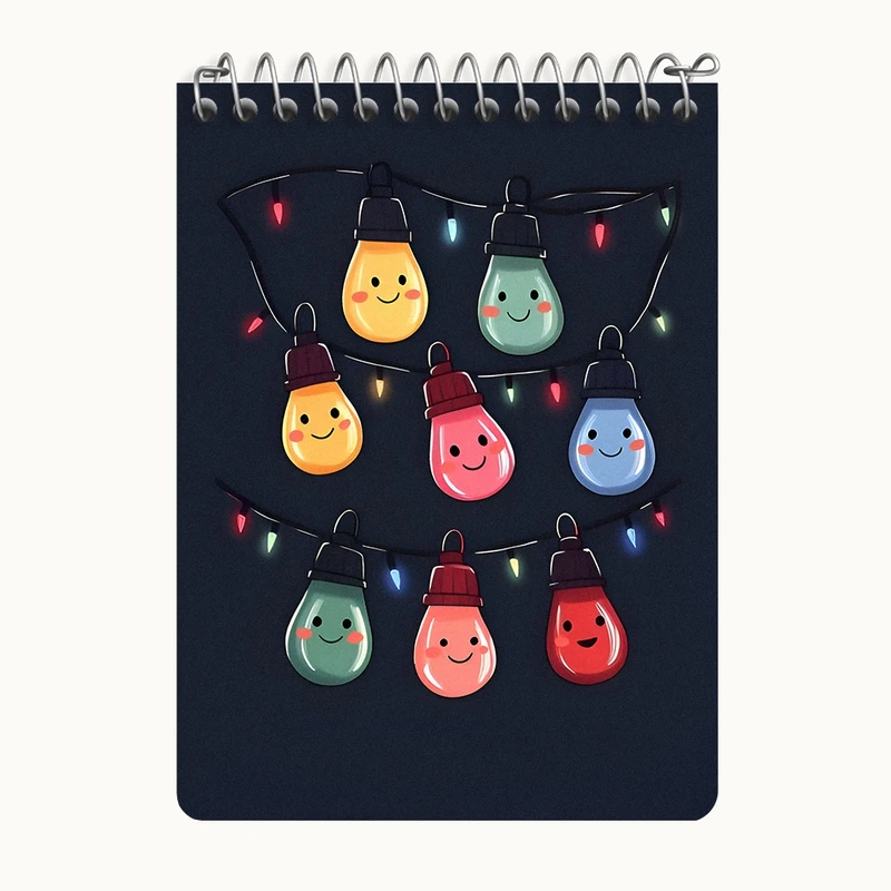 دفتر یادداشت 50 برگ خندالو طرح چراغ های رنگی بامزه کد N6711