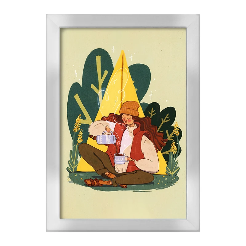 تابلو خندالو طرح دختر و کمپ در طبیعت کد F4892