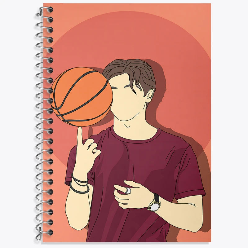 دفتر زبان دوخط 50 برگ خندالو طرح پسر و توپ بسکتبال کد F3241
