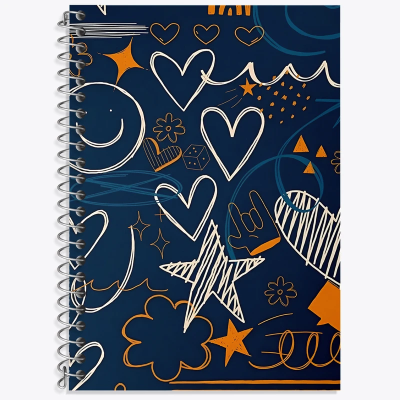 دفتر زبان 50 برگ خندالو مدل دو خط طرح پترن فانتزی کد N6055