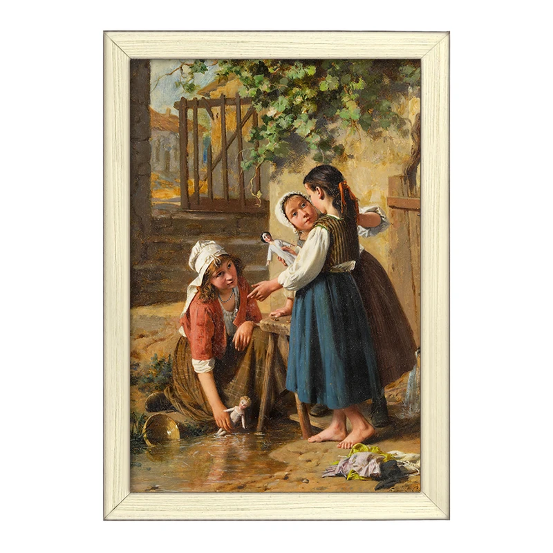 تابلو خندالو طرح نقاشی روز حمام عروسک اثر پیر ژان ادموند کستان کد F12367