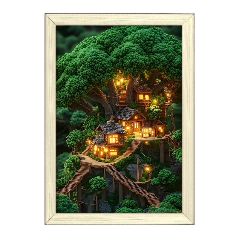 تابلو خندالو طرح کلبه های جنگلی کد F12745