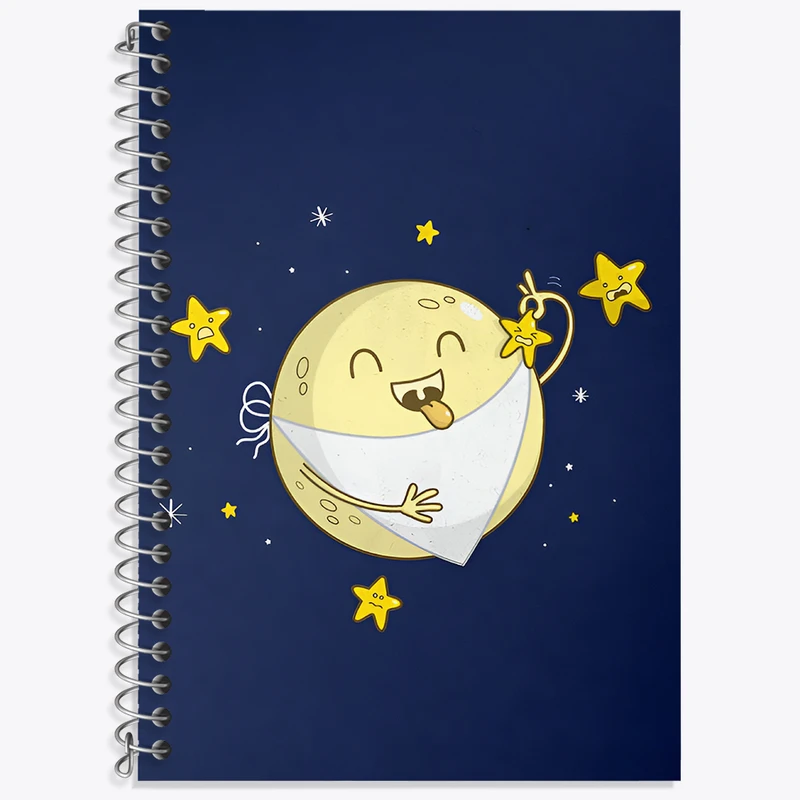 دفتر زبان 50 برگ خندالو مدل دو خط طرح ماه کد N8299