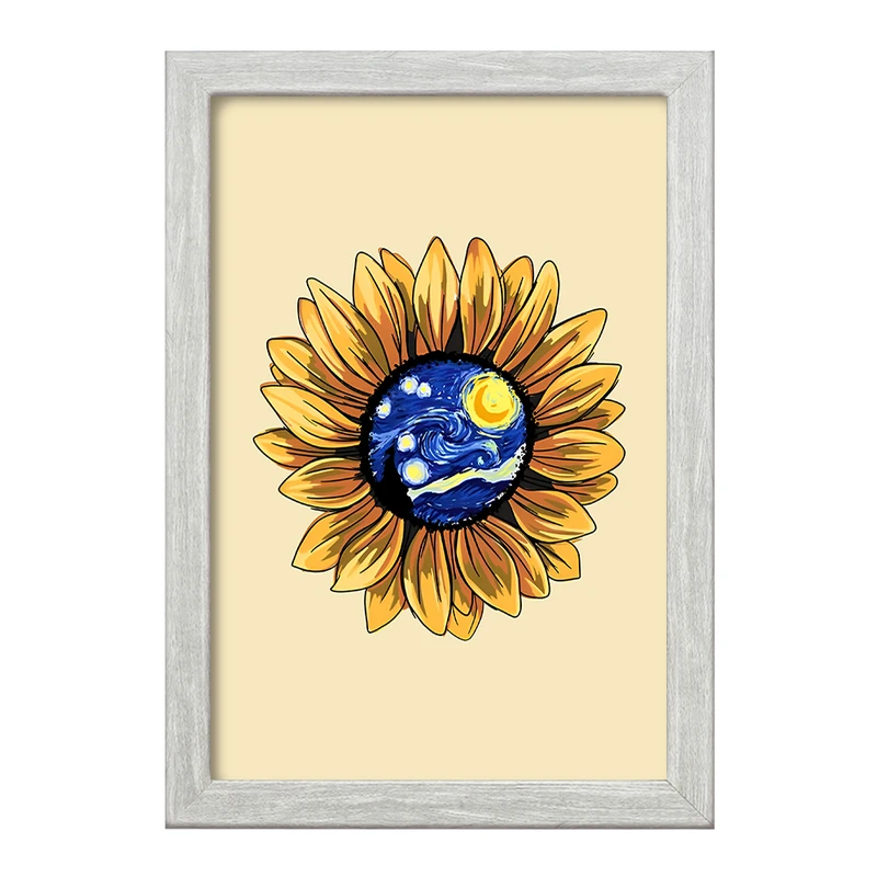 تابلو خندالو طرح گل آفتابگردان ونسان ونگوگ کد F12857