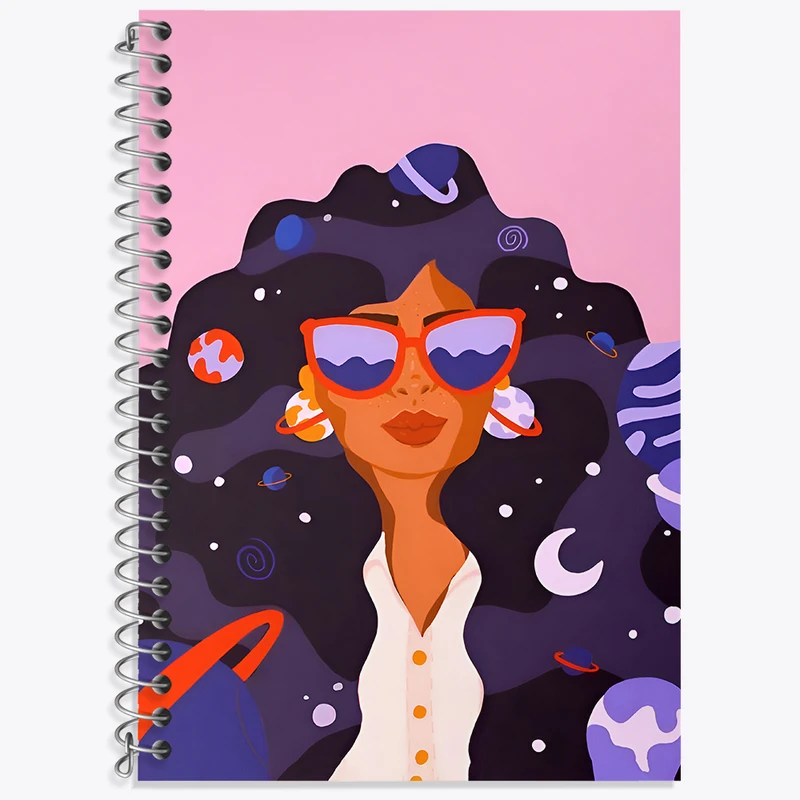 دفتر زبان دوخط 50 برگ خندالو طرح دخترانه ی کهکشانی کد F4270