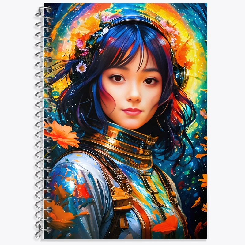 دفتر زبان 50 برگ خندالو مدل سه خط طرح دختر فضانورد کد F11696