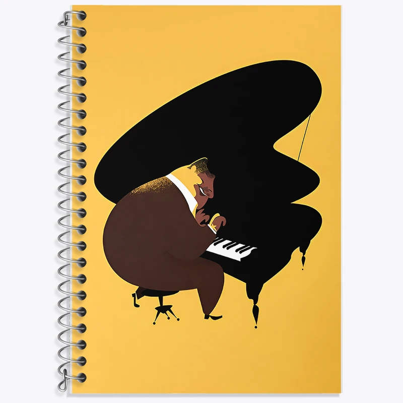 دفتر زبان دوخط 50 برگ خندالو طرح نوازنده پیانو کد F8923