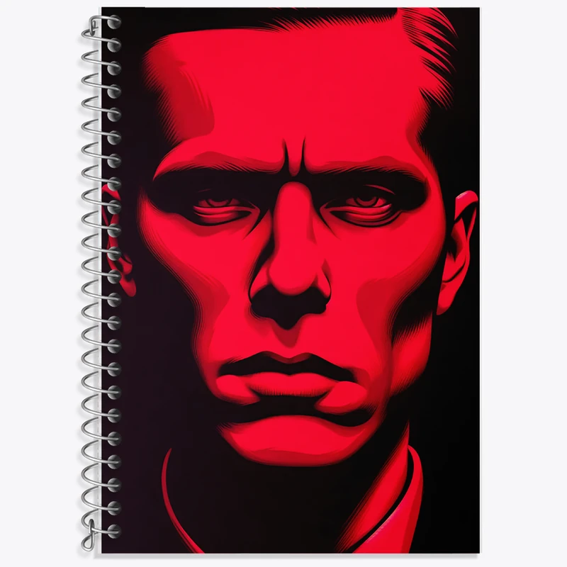 دفتر زبان 50 برگ خندالو مدل دو خط طرح مرد مونوکروم کد F10228