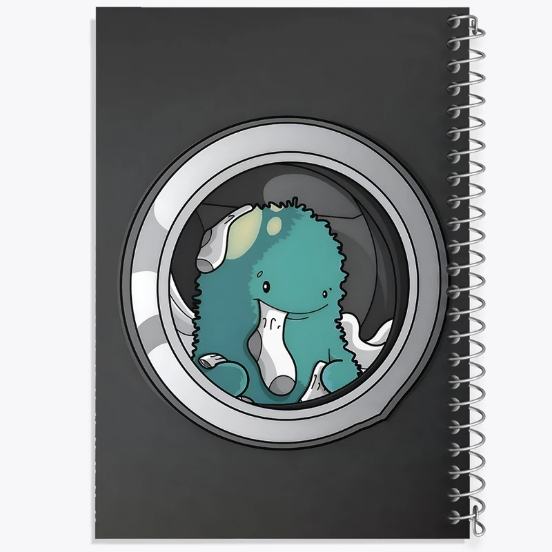 دفتر ژورنال نویسی 50 برگ خندالو مدل نقطه ای طرح هیولا در ماشین لباسشویی کد F10545