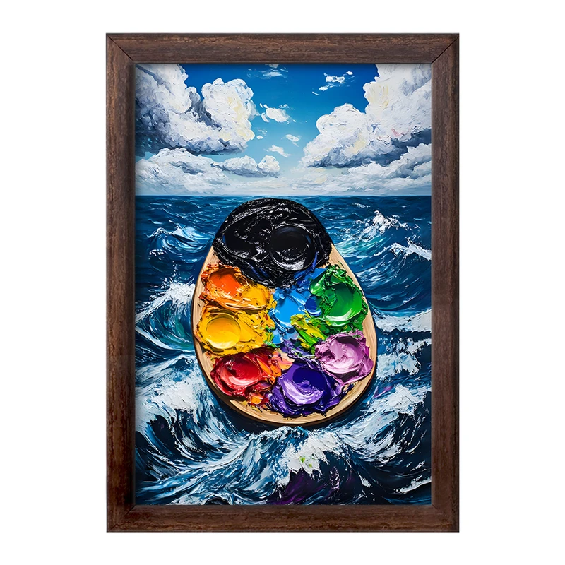 تابلو خندالو طرح پالت نقاشی و دریا کد F12742