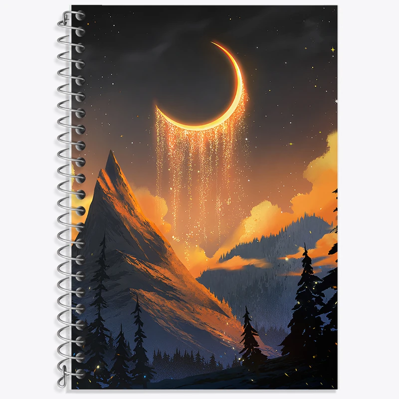 دفتر زبان 50 برگ خندالو مدل دو خط طرح کوه و ماه کد F12542