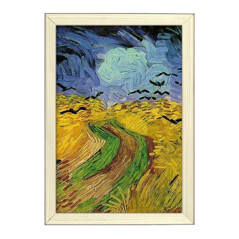 تابلو خندالو طرح نقاشی گندم زار با کلاغ ها اثر ونسان ونگوگ کد 25461