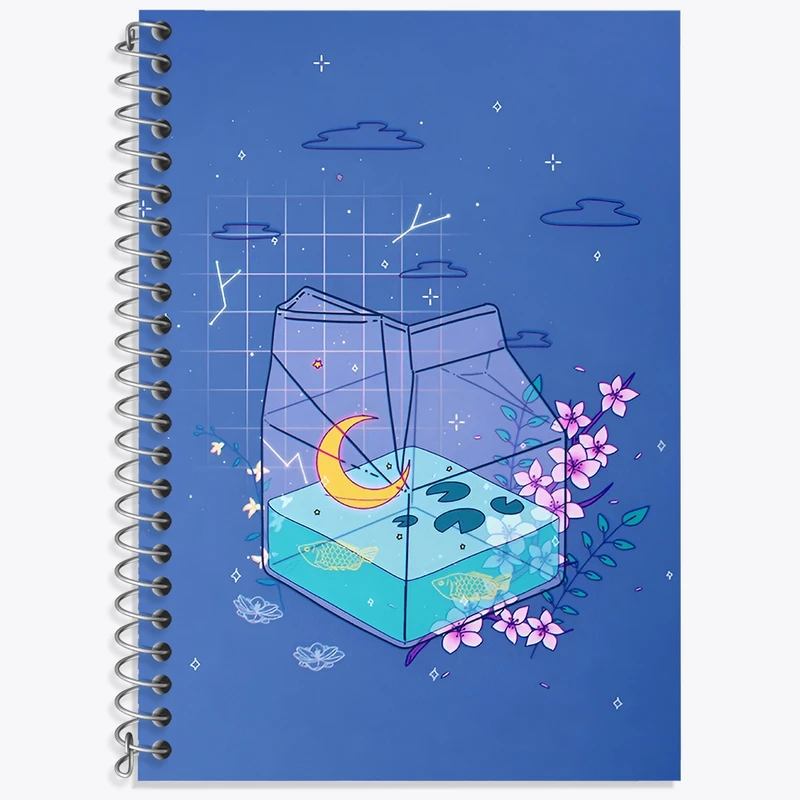 دفتر زبان 50 برگ خندالو مدل سه خط طرح ماه و ماهی کد N6575