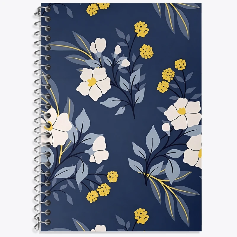 دفتر زبان 50 برگ خندالو مدل سه خط طرح پترن گل گلی کد N6075