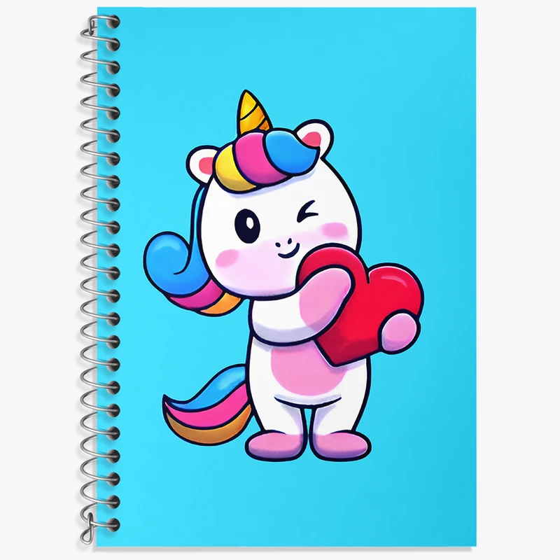 دفتر زبان 50 برگ خندالو مدل دو خط طرح اسب تک شاخ کد N6454