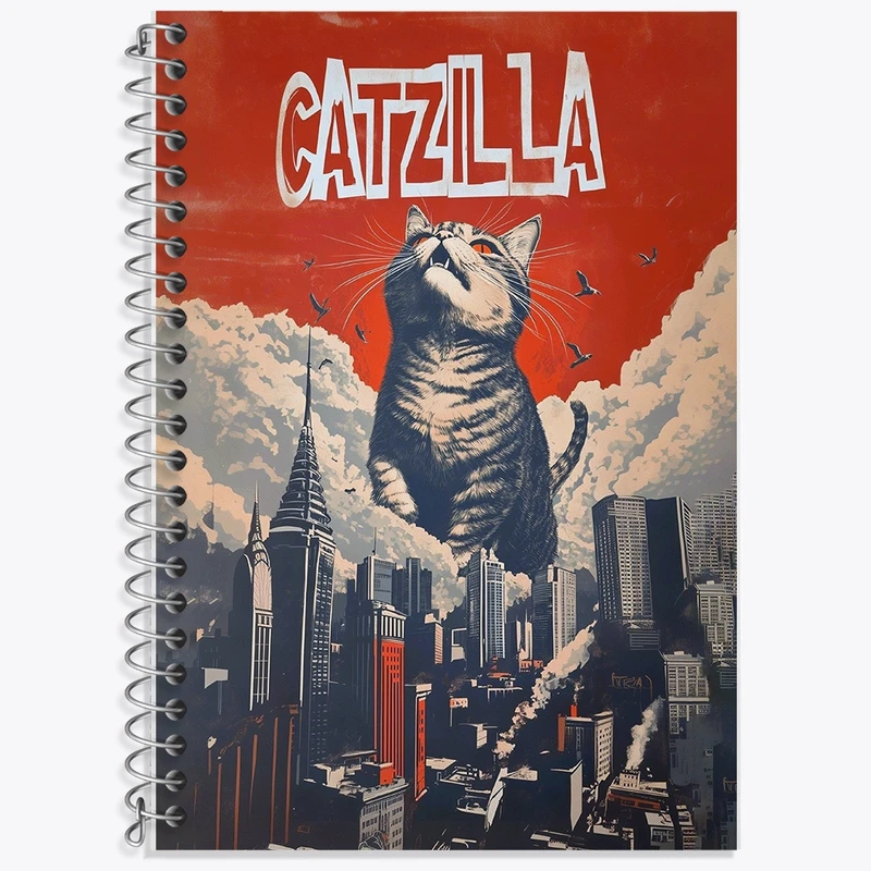 دفتر لغت 50 برگ خندالو طرح کت زیلا (Catzilla) کد F13711