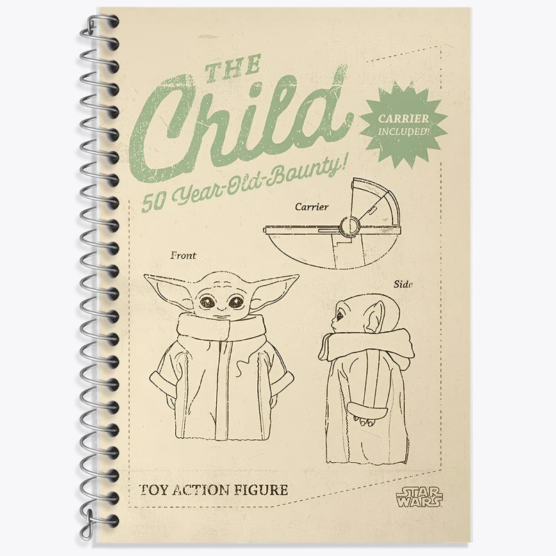 دفتر زبان 50 برگ خندالو مدل سه خط طرح بیبی یودا (Grogu) کد F14245