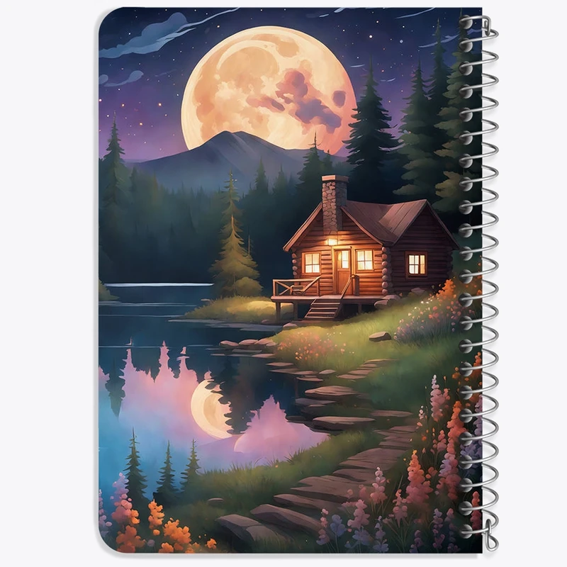 دفتر یادداشت 50 برگ خندالو طرح منظره شب و ماه کد F3137