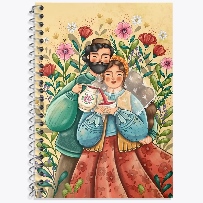 دفتر زبان 50 برگ خندالو مدل سه خط طرح عاشقانه کد N6312