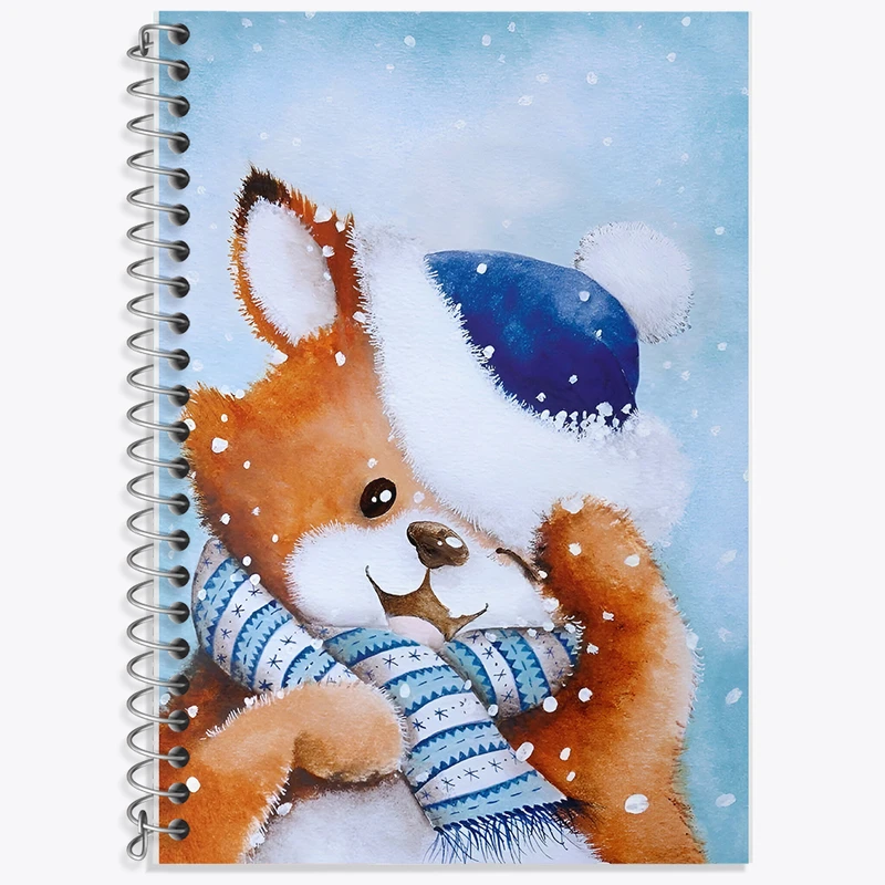 دفتر زبان 50 برگ خندالو مدل دو خط طرح روباه و برف کد F8698