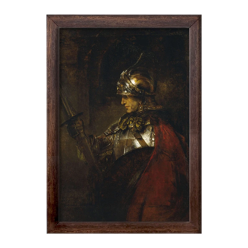 تابلو خندالو طرح نقاشی مرد زره‌ پوش اثر رمبراند کد F12190