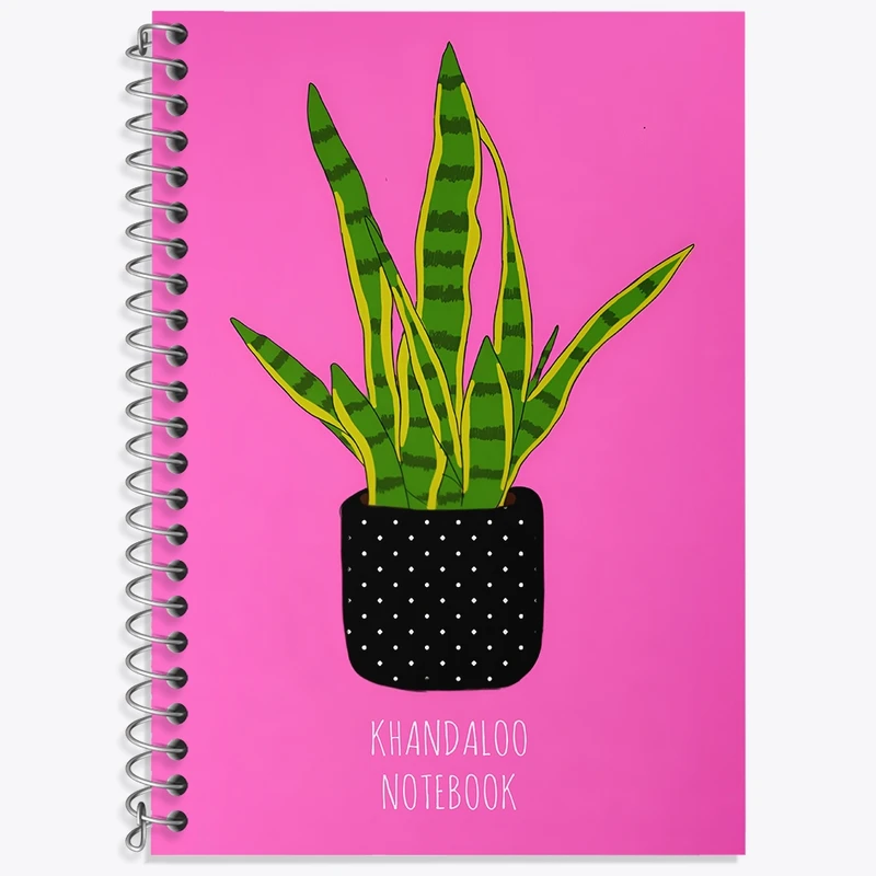 دفتر زبان 50 برگ خندالو مدل سه خط طرح گلدان سانسوریا کد N8901