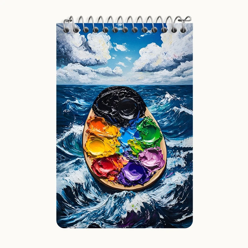 دفتر یادداشت 50 برگ خندالو طرح پالت نقاشی و دریا کد F12742