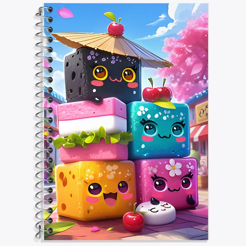 دفتر زبان 50 برگ خندالو مدل دو خط طرح موچی میوه ای کد F9544