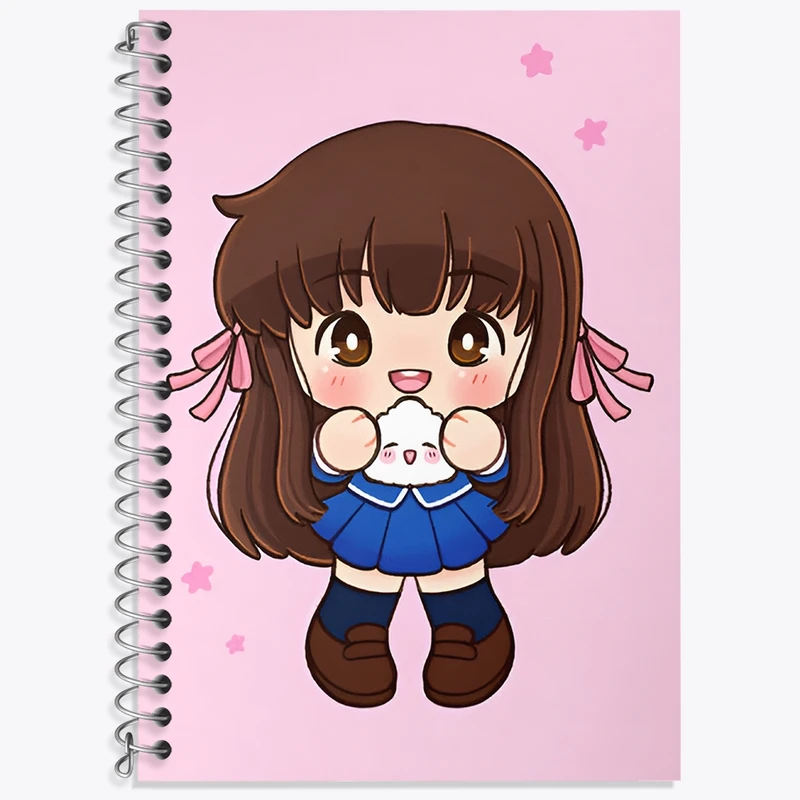 دفتر زبان 50 برگ خندالو مدل سه خط طرح دخترانه کیوت کد N8183