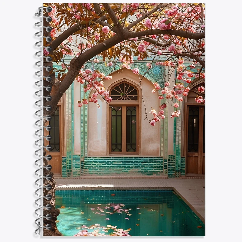 دفتر زبان دوخط 50 برگ خندالو طرح باغ ایرانی کد F10699