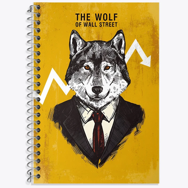 دفتر زبان 50 برگ خندالو مدل سه خط طرح گرگ وال استریت (The Wolf of Wall Stree) کد F13538