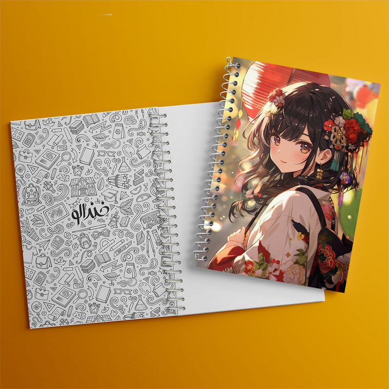 دفتر مشق 50 برگ خندالو طرح دختر انیمه ای کد F2968