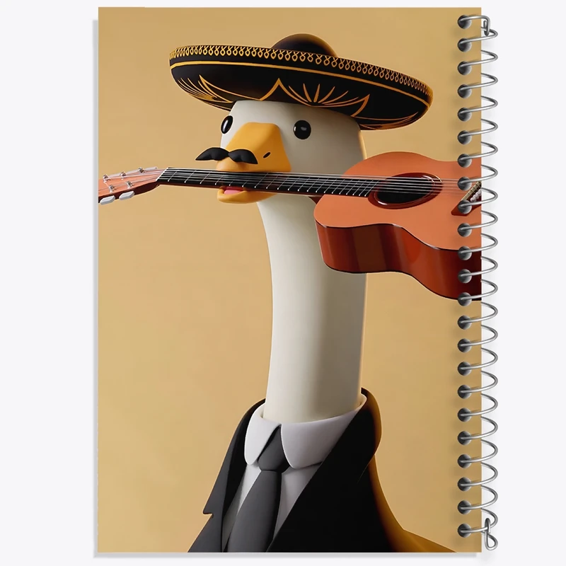 دفتر ژورنال نویسی 50 برگ خندالو مدل نقطه ای طرح اردک نوازنده کد F10059