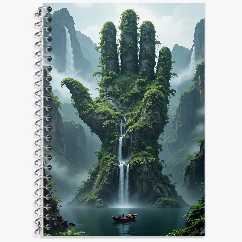 دفتر زبان 50 برگ خندالو مدل سه خط طرح دست طبیعت کد F12902