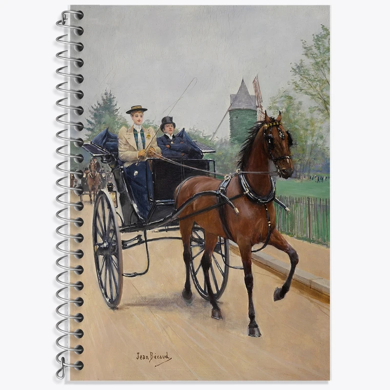 دفتر زبان 50 برگ خندالو مدل سه خط طرح نقاشی کالسکه اثر ژان برو کد F12347