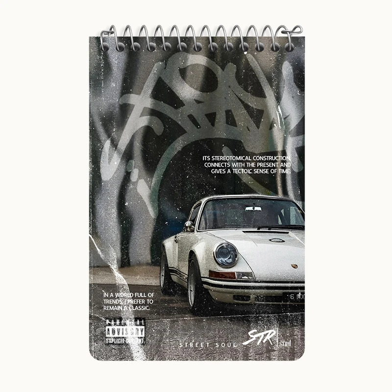 دفتر یادداشت 50 برگ خندالو طرح پورشه (Porsche) کد F13521