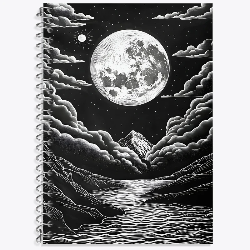 دفتر زبان 50 برگ خندالو مدل سه خط طرح ماه (Moon) کد F4972