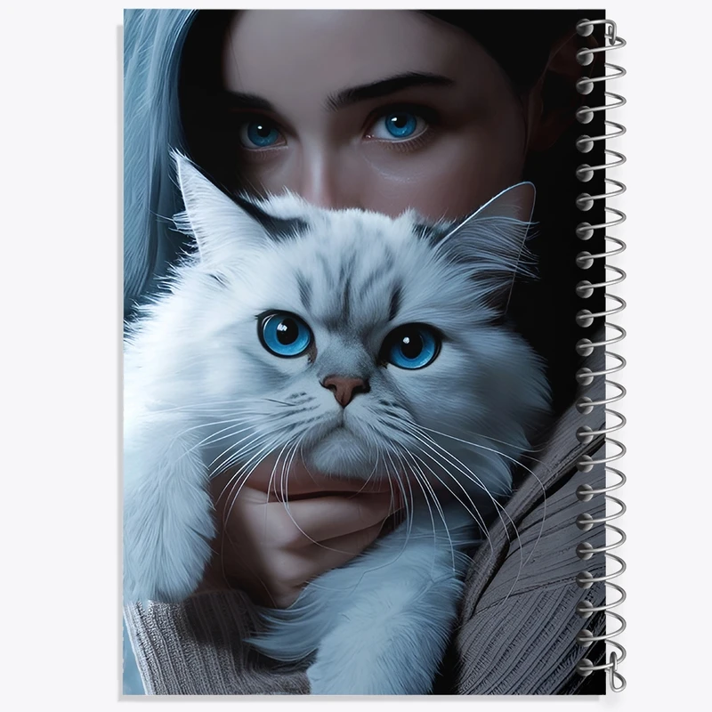 دفتر طراحی 50 برگ خندالو طرح دختر و گربه کد F12049