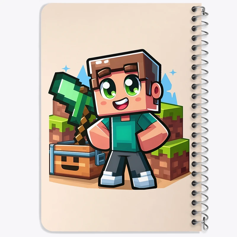 دفتر یادداشت 50 برگ خندالو طرح ماینکرافت (Minecraft) کد F12067