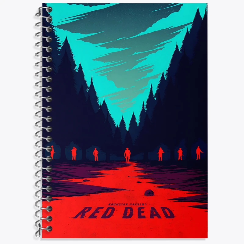 دفتر زبان دوخط 50 برگ خندالو طرح رد دد (Red Dead) کد F4458