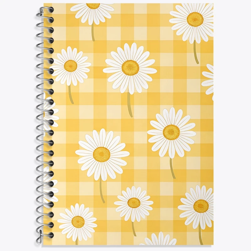 دفتر زبان 50 برگ خندالو مدل سه خط طرح پترن گل بابونه کد N9147